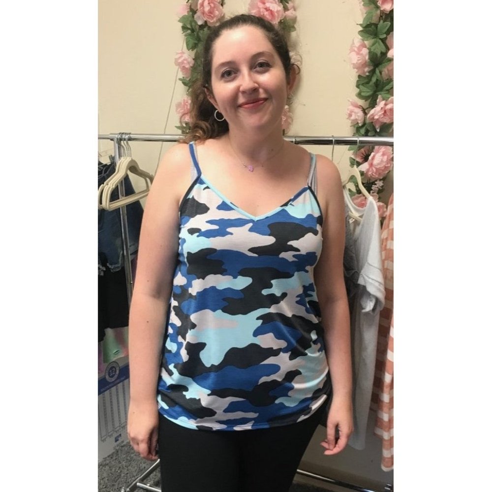 Sew in Love Blue Camo Tank Top